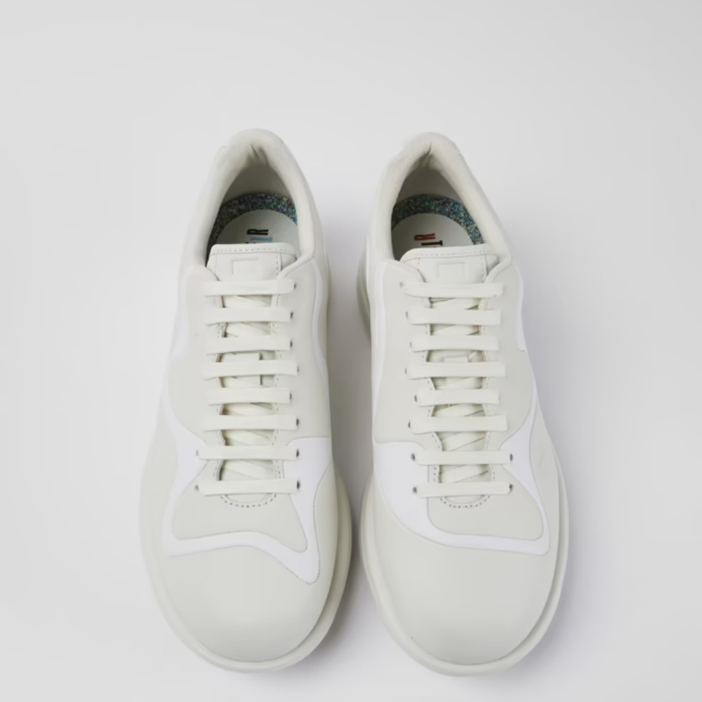Camper Twins Cream & White Leather Lace-up Sneakers